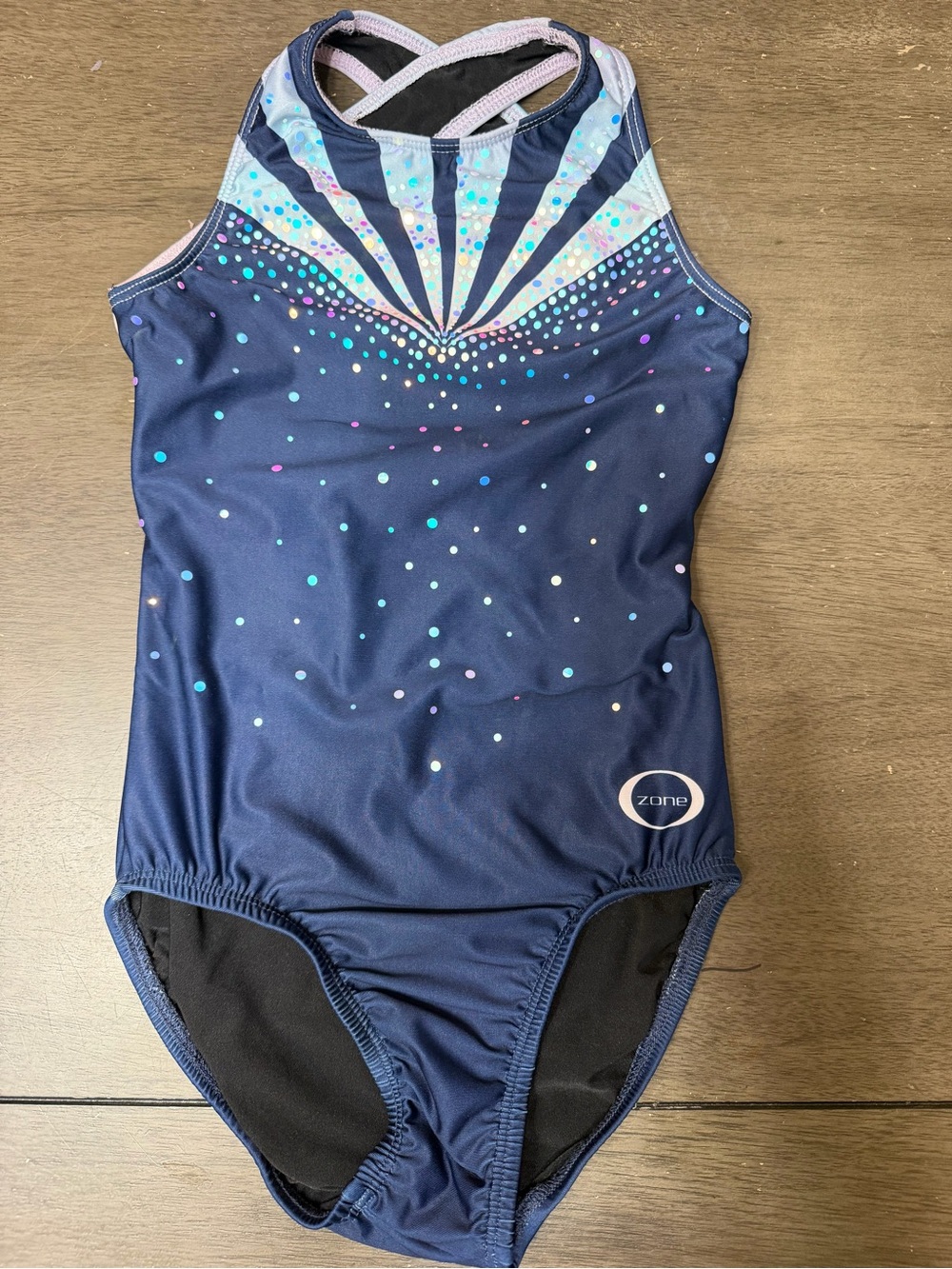 Zone Girls' Navy One-Piece Swimsuit with Multicolor Dot & Teal Accents